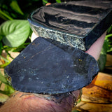 1kg BLACK Raw New Zealand Greenstone / Pounamu Carving Slices (R14B532)