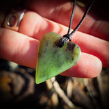 NZ Greenstone Pounamu Heart Pendant Necklace (N819)
