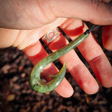 Natural Jade Long Hook Pendant Necklace (N2169)