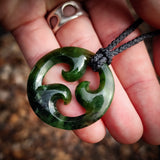 Natural Jade Triple Koru Pendant Necklace (N1070)