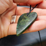 NZ Greenstone Pounamu Heart Pendant Necklace (N434)