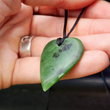 NZ Greenstone Pounamu Heart Pendant Necklace (N444)