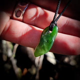NZ Greenstone Pounamu Freeform Pendant Necklace (N748)