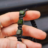 Natural Greenstone One Off Macrame Bracelet (1A3-793)