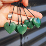 Natural Greenstone Heart Pendant Necklaces