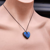 Natural Hand Carved Labradorite Heart Pendant Necklaces