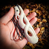 Natural Maori Bone Carving Pendant Necklace - XL Manaia
