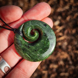 NZ Greenstone Pounamu Koru Pendant Necklace (N1000)