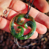 Natural Jade Triple Koru Pendant Necklace (N1085)