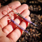Natural Charoite Drop Hook Earrings (E109)