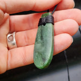 NZ Greenstone Pounamu Toki Pendant Necklace (N387)