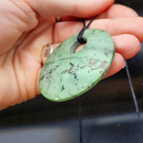 NZ Greenstone Pounamu Disk Pendant Necklace (N421)