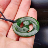 Natural Greenstone Closed Double Koru Pendant Necklace
