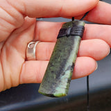 NZ Greenstone Pounamu Toki Pendant Necklace (N393)