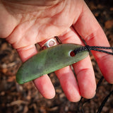 NZ Greenstone Pounamu Freeform Pendant Necklace (N1053)