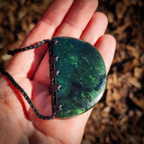 NZ Greenstone Pounamu Plate Pendant Necklace (N922)