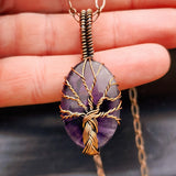 Handmade Copper & Natural Amethyst Wire Wrap Tree Necklace