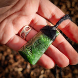 NZ Greenstone Pounamu Etched Toki Pendant Necklace (N927)