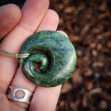NZ Greenstone Pounamu Koru Pendant Necklace (N853)