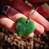 NZ Greenstone Pounamu Heart Pendant Necklace (N914)
