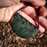NZ Greenstone Pounamu Plate Pendant Necklace (N1018)