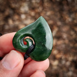 Natural Jade Koru Heart Pendant Necklace (N1129)