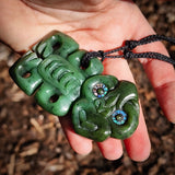 Natural Jade Hei Tiki Pendant Necklace (N1157)
