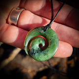 NZ Greenstone / Pounamu Koru Pendant Necklace (N777)