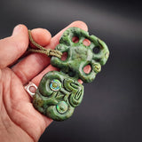 Natural Jade Hei Tiki Pendant Necklace (N2196)