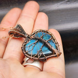 Handmade Copper & Natural Labradorite Wire Wrap Tree Heart Necklace