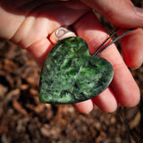 NZ Greenstone Pounamu Heart Pendant Necklace (N1013)