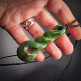 Natural Jade Pikorua Triple Twist Pendant Necklace (N2202)