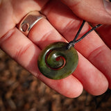 NZ Greenstone Pounamu Koru Pendant Necklace (N989)