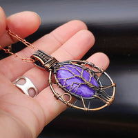 Handmade Copper & Natural Charoite Wire Wrap Necklace