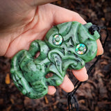 XL Tiki NZ Greenstone Pounamu Pendant Necklace (N932)