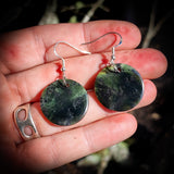NZ Greenstone Pounamu Hanging Hook Earrings (N630)