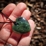 NZ Greenstone Pounamu Heart Pendant Necklace (N1093)
