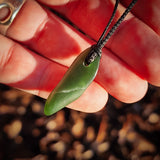 NZ Greenstone Pounamu Natural Freeform Pendant Necklace (N972)
