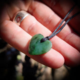 NZ Greenstone / Pounamu Small Heart Pendant Necklace (N717)