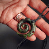Natural Jade Notched Koru Pendant Necklace (N2159)