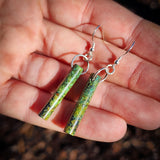 Natural Turquoise Cylinder Hook Earrings (E110)