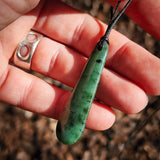 NZ Greenstone Pounamu Drop Pendant Necklace (N1035)