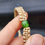 Nephrite Jade / Greenstone One Off Macrame Bracelet (1A3-804)