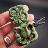 Natural Jade Hei Tiki Pendant Necklace (N2149)