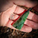 NZ Greenstone Pounamu Toki Pendant Necklace (N915)