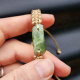 Natural Greenstone One Off Macrame Bracelet (1A3-792)
