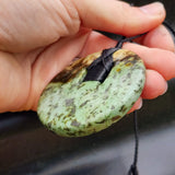 NZ Greenstone Pounamu Disk Pendant Necklace (N461)