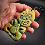 Natural Jade Hei Tiki Pendant Necklace (N2122)