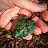 NZ Greenstone Pounamu XL Heart Pendant Necklace (N985)