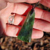 NZ Greenstone Pounamu Double Toki Pendant Necklace (N920)